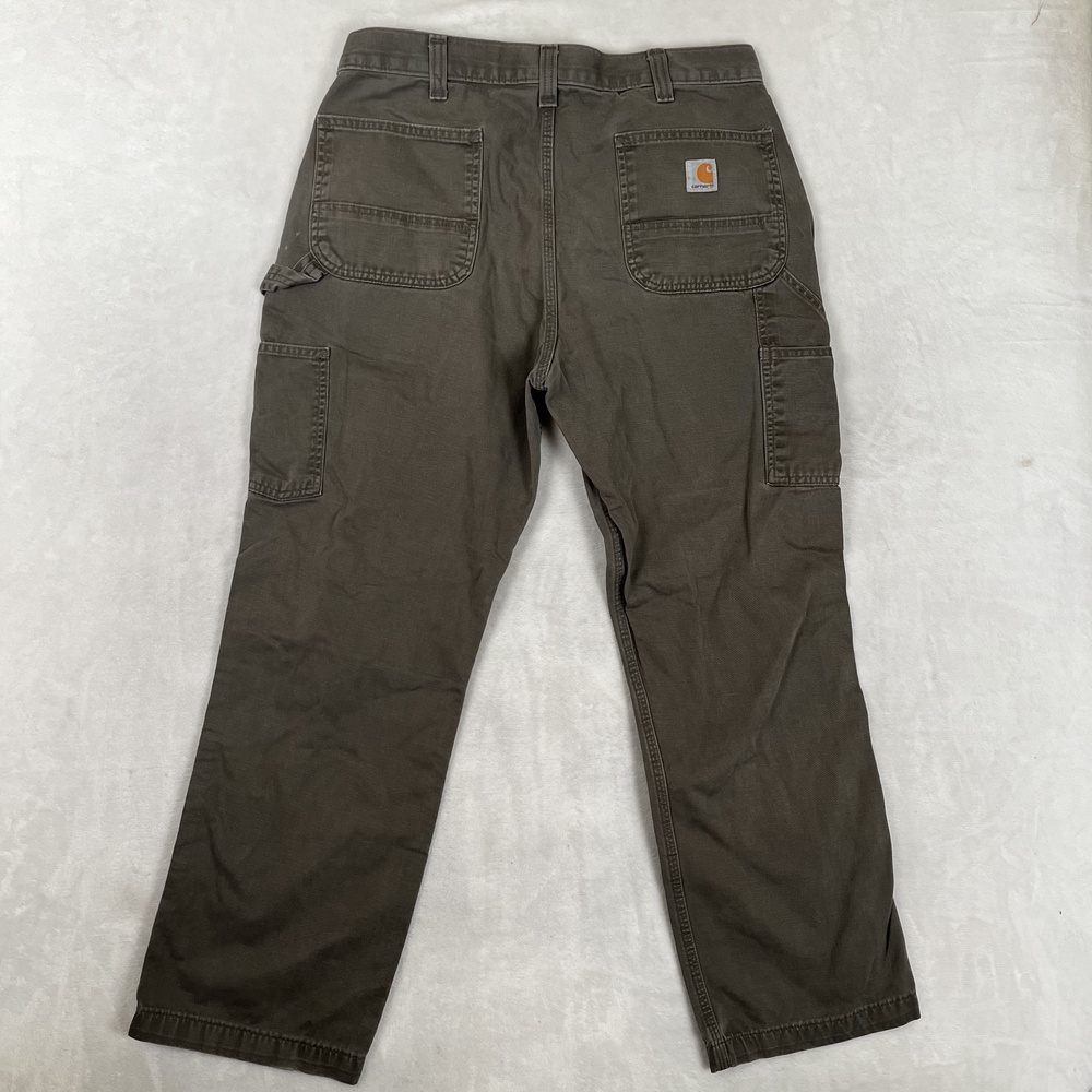 Carhartt Carpenter Pants Mens 36x30 Green Relaxed Fit Canvas Paint Stained